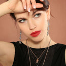 Women's Earrings Snowflake Pendant Long Drop Earrings Temperament Wild EarriP7Y1