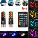 2pcs T10 COB RGB LED 6SMD Car Wedge Side Multicolor Light Bulbs Remote Con JR