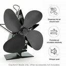 4 Blade for Heat Powered Wood Stove Fan Wood Log Burner Fireplace Friendly Fan..