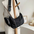 2pcs Nylon Messenger Bag Women Shoulder Purse Crossbody Handbags (Black) A
