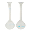 2Pcs Lab 100ml Plastic Clear Long Neck Volumetric Measuring Flask w/ Stopper