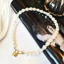 Hip Hop Multi-Layer Imitation Irregular Pearls Chain Metal Beads Line Lock