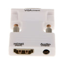HDMI Female to VGA Male Converter + Audio Support 1080P Output White