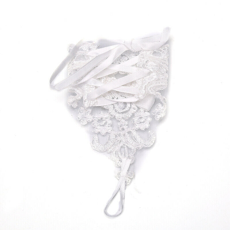 Short Lace Floral Rhinestone Bowknot Fingerless Wedding Party Bridal Gloves T Kw