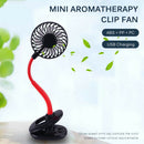 Mini Aromatherapy Clip Fan USB Rechargeable Electric Ventilator (Black) A