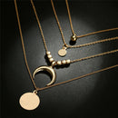 Multilayer Choker Horn Long Crescent Moon Pendant Necklace Chain Jewelry Wome JR