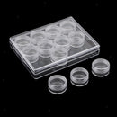 Clear Jewelry Bead Storage Box 12 Slots View Round Jars organizer containers