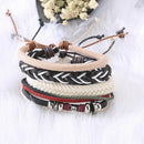 Man European Hot Retro Multilevel Cowhide Handmade Woven Bracelet