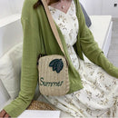 Summer Straw Square Bucket Backpack Zipper Design Women Straw Handbags Bags Y8Q8