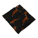 Long Cute Fox Printed Scarf Lady Womens wrap Shawl Soft Scarves (Black) S3O2
