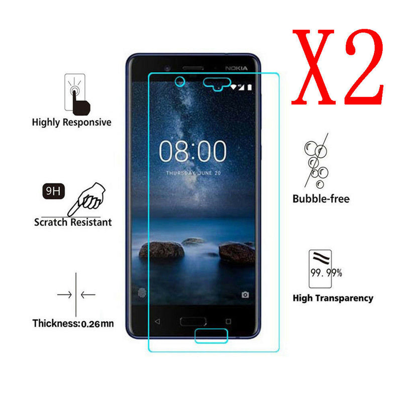 2X Scratch Resist HD Tempered Glass Screen Protector Guard Film For Nokia 8