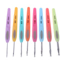 8Pcs Colorful Plastic Handle Aluminum Crochet Hook  Knitting Needles Set
