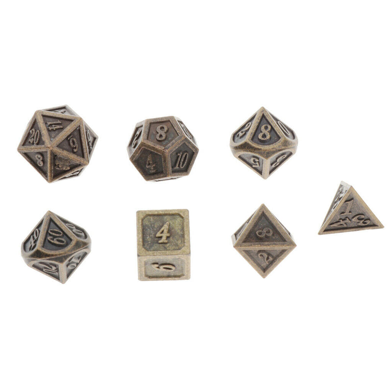 7 Pieces Durable Metal Dices Set - DND Game Polyhedral Solid Metal D&D Dice Set