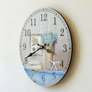 Wood Round Large Number Wall Clock Easy Read 14inch Dia for Kitchen Living_C