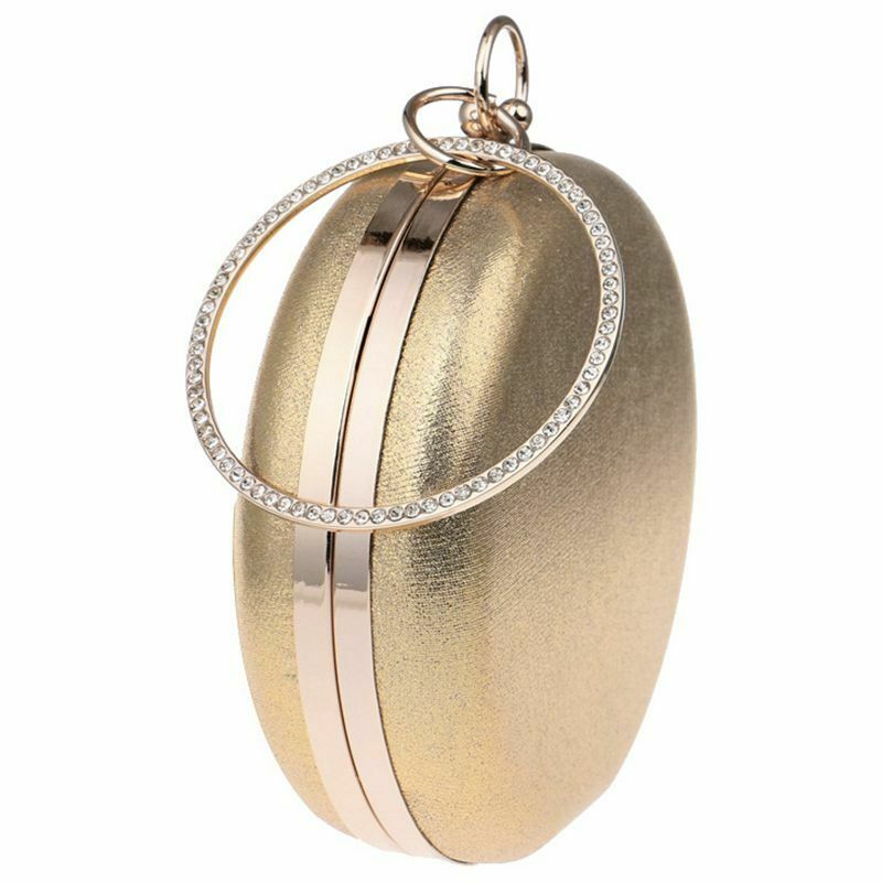 Round Shaped Women Evening Bags Diamonds Simple Clutches Chain Shoulder Bag X7I3