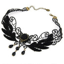 Women's Black Rose Teardrop Bead Pendant Lace Choker Lolita Collar Necklace MO