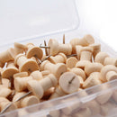 80pcs H-Shape Wood Decorative Push Pins, Wood Head and Steel Needle Point T V2T9