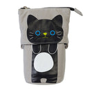 Cute Cat Pencil Case Flexible Pen Bag Zipper Box Makeup Brush Pouch Black