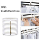 Shower Curtain Polyester Fabric Waterproof Machine Washable with 12 Hooks 7