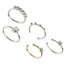 5Pcs Star Crystal Nose Ring Hoop Studs Chic Handmade Fashion Charm Jewelry