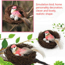 Garden Ornament Simulation Bird Nest Set Rattan Craft + Artificial Bird + EgA3C