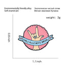 Pink Round Gesture Letters Badge Brooch Women Men Clothing Enamel Lapel Pin