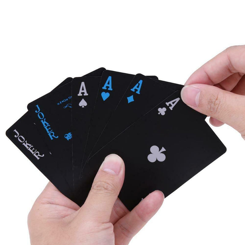 54pcs/set PVC Waterproof Black Pokers Playing Cards Entertainment Supplies
