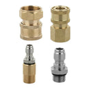 4PCs Brass Male Female Quick Connector Kit 1/4-inch G/ M22x1.5mm/ M18x1.5mm