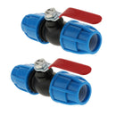 2x PE Plastic Valve Straight Valve Steel Core 25mm Steel Core