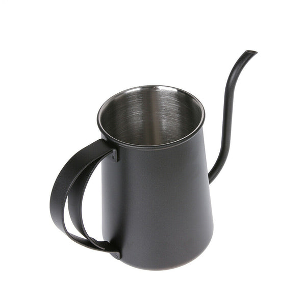 Black Stainless Steel 650ml Coffee Tea Pot Hand Coffee Pot Small Mouth Pot A#S