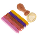 Classic Letter Seal Wax Stamp Heart Engraved w/ 5 Candles for Postage Cards