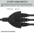 New 3 Port HDMI Switch Splitter 1080P HD TV Adapter Cable 3 IN 1 Out