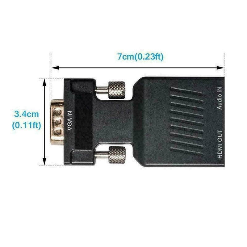 1xVGA to HDMI Adapter with Audio Male VGA to Female to Converter TV HDMI New