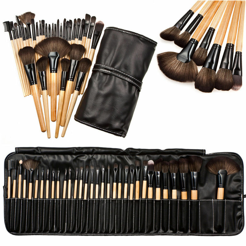 Professional Makeup Brush Kit Set of 32 Cosmetic Make Up Beauty Brushes + Bag A