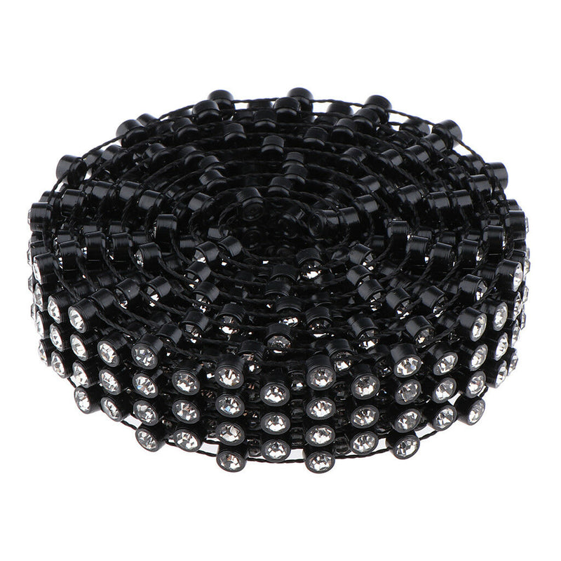 1 yd Black Rhinestone Beaded Ribbon Chain Trim Embellishment DIY Crafts 17mm