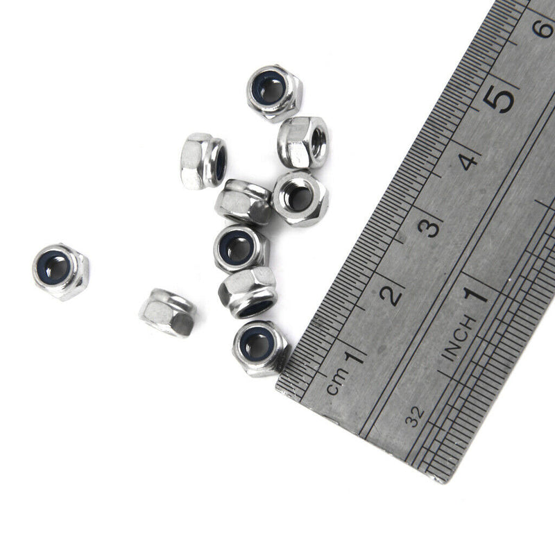 10Pcs M4 Stainless Steel A2 Nylon Collar Insert Self-lock Nuts Bolts Screws