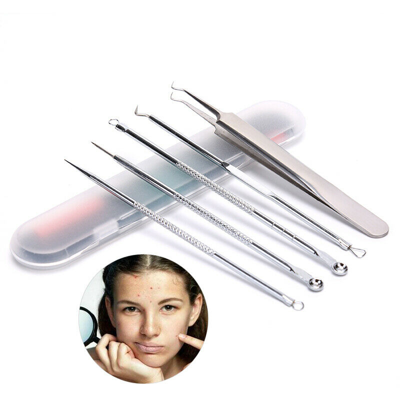 5pc Blackhead Pimple Spot Comedone Acne Needle Extractor Remover Popper Tool .AU
