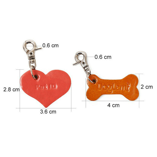 Premium Heart Shaped Pet Aluminum ID Tags Keychain - Dogs Cats Necklace Collar