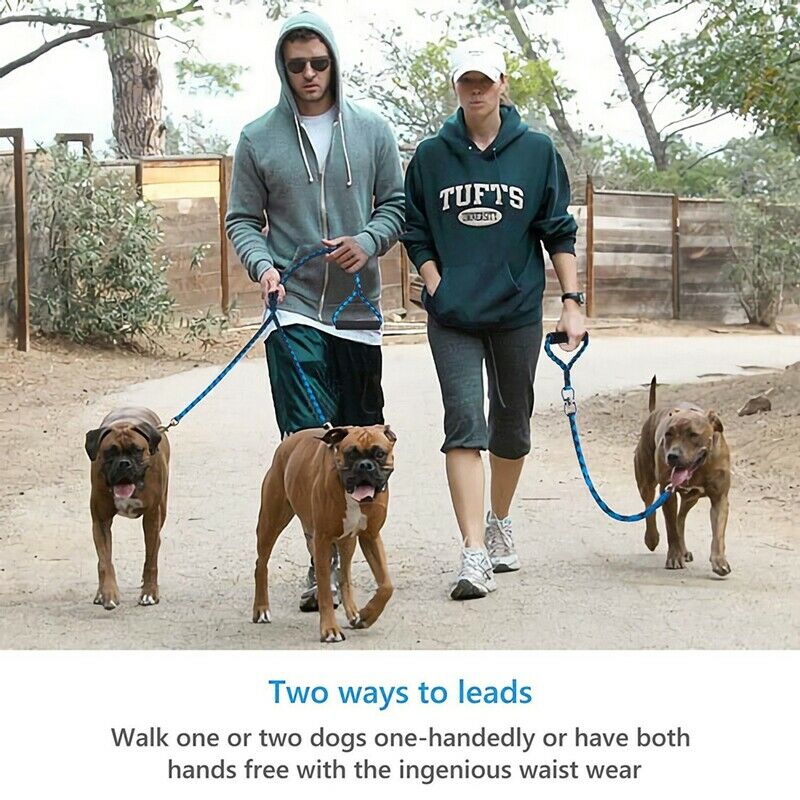 Double Dog Leash Braided Tangle Dual Leash Coupler For Walking Dogs Double