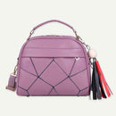 Fashion Shoulder Handbag Women Leather Tote Tassel Top-handle Bag (Purple)