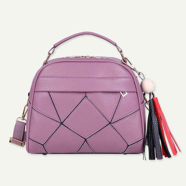 Fashion Shoulder Handbag Women Leather Tote Tassel Top-handle Bag (Purple)