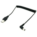 5FT/1.5M Spring Coiled USB Cable, USB 2.0 A Male Plug to DC Power Jack 5.5m B9X4