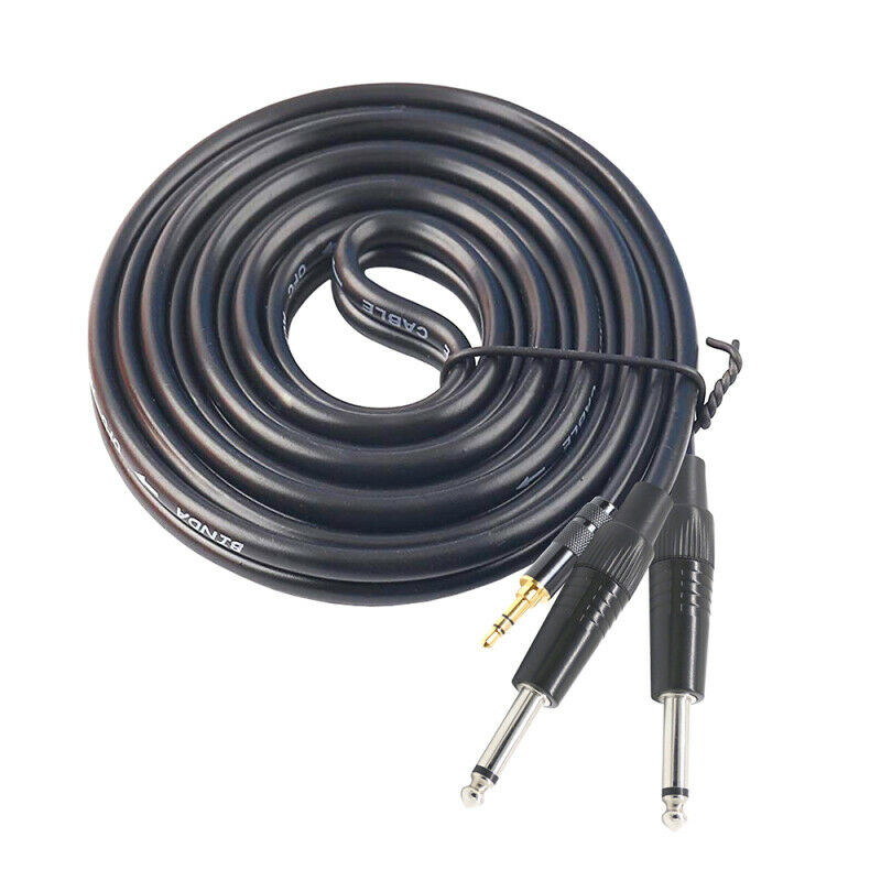 1/8" 3.5mm to Dual 6.35mm 1/4" Mono Jack Stereo Y-Splitter Headphone Audio tre