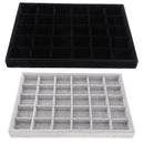 Black Velvet 30 Compartments Jewelry Storage Trays Holder Showcase Organizer
