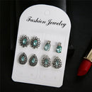4Pairs Water Drop Crystal Zirconia Stud Earrings Women Boho Jewelry Earring JR