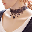 Fashion Gothic Black Lace Retro Choker Collar Flower Pendant Necklace Jewelry TE