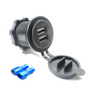 Motorcycle 4.8A Dual USB Charger Socket Outlet with Touch Switch + 2 Terminals