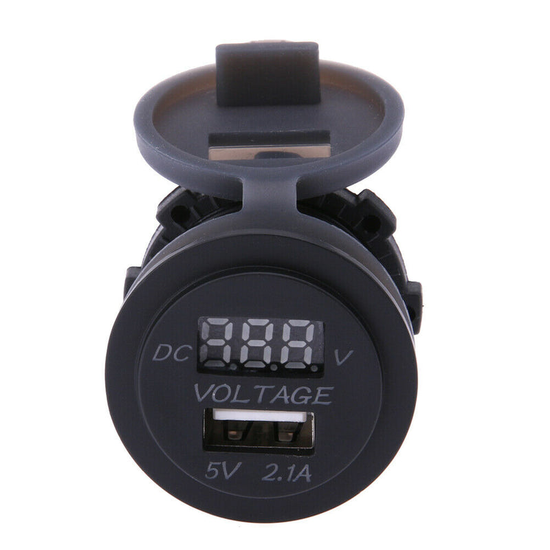 12V USB Car Mobile Phone Charger Car LED Display Voltmeter Two In One