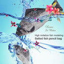Creative Unisex Fish Shape Pencil Case Zipper Large Capacity Pen Bag Clutch