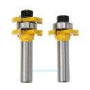 2pc Alloy Tongue Groove Router Bit Set 1/4" x 1/4" - 1/2" Shank Woodworking Tool